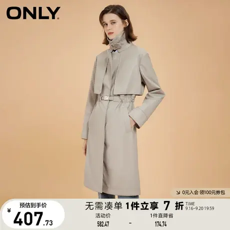 【买4免1】ONLY奥莱夏季时尚百搭气质显瘦中长款皮革外套女商品大图