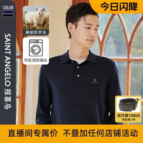 【今日闪降直播间专属】【可机洗】POLO领纯羊毛针织衫短袖羊毛衫图片