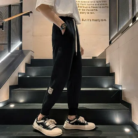 夏季潮流ins男休闲束脚九分裤新款潮男 高级感男裤9分小脚卫裤商品大图