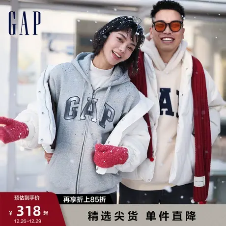 Gap男女装冬季新款碳素软磨抓绒保暖宽松连帽衫情侣装卫衣841214商品大图