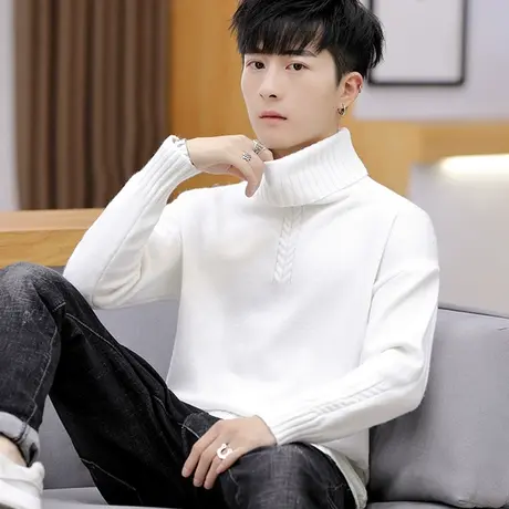 针织衫男高领毛衣潮流韩版打底衫男士新款冬季加厚线衣潮牌上衣服商品大图