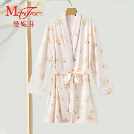 曼妮芬性感雪纺缎外披睡衣起居服女士家居服舒适披袍20310927商品大图