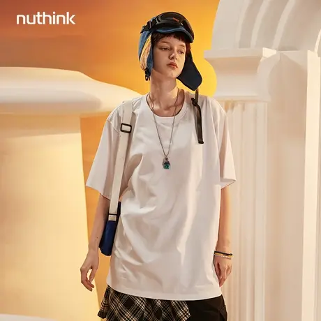 港风高街简约白色短袖T恤男潮夏季国潮oversize学生夏装纯色半袖商品大图