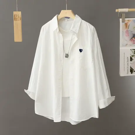 白色衬衫外套女长袖2024春秋季新款高级感休闲宽松慵懒风衬衣上衣图片