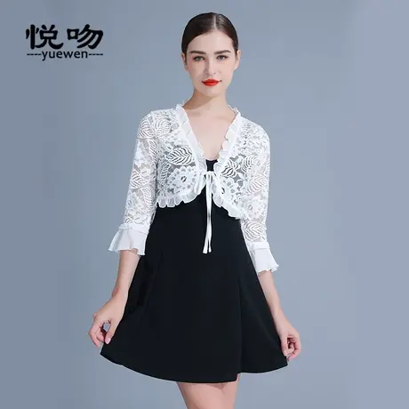 蕾丝系带小坎肩女夏薄外套七分袖短款小披肩百搭开衫配裙子的外搭图片