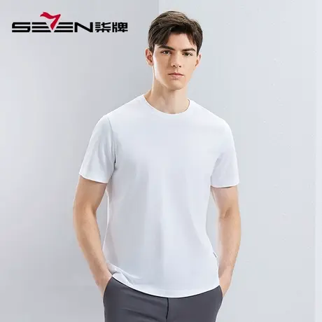 【冰藻泥】柒牌短袖T恤男2024夏季新品抗菌防螨凉感圆领休闲上衣图片