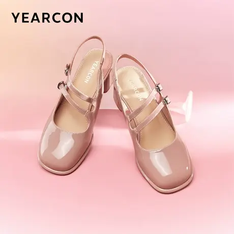 意尔康女鞋2024春夏包头凉鞋外穿玛丽珍皮鞋新中式复古高跟鞋单鞋商品大图