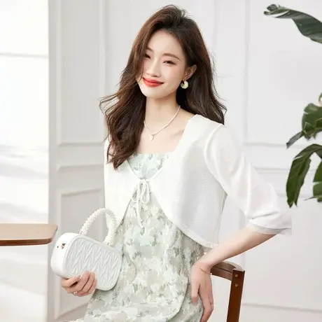 时尚气质披肩外套2023年夏季新款淑女温柔显瘦通勤百搭上衣商品大图