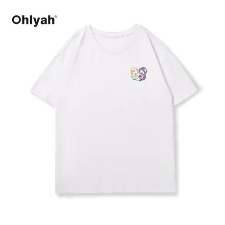 Ohlyah2023春夏新款印花短袖t恤男女同款潮牌宽松情侣款纯棉体恤图片