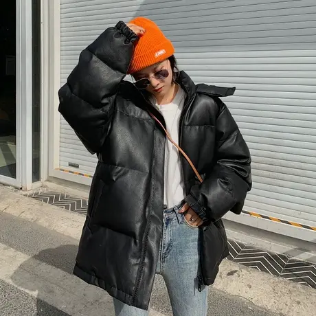 冬季皮棉服女韩版宽松百搭加厚2021年新款潮棉衣ins港风学生棉袄商品大图