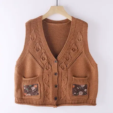 粗毛线马甲坎肩女短款宽松外搭文艺森系小清新连衣裙外搭秋冬厚款图片