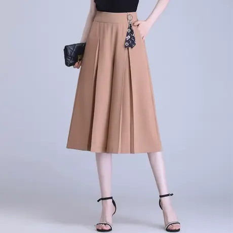 七分雪纺阔腿裤女夏2023新款高腰宽松裙裤时尚气质显瘦显瘦女裤子商品大图