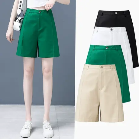 2023西装五分裤女夏薄款宽松直筒休闲裤纯棉显瘦阔腿5分裤港味ins图片