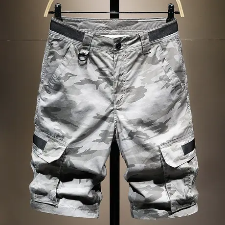夏天薄款潮牌工装短裤男宽松时尚迷彩五分裤男韩版潮流中裤子百搭商品大图