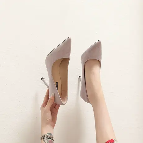2023春季新款气质尖头职业百搭高跟鞋女细跟法式少女浅口礼仪单鞋商品大图
