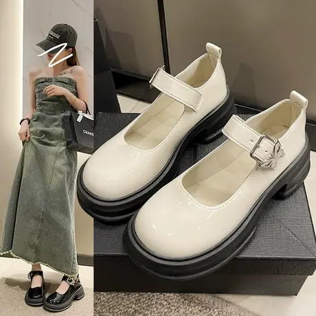 日系玛丽珍鞋女鞋子2023秋季新款百搭英伦风厚底jk小皮鞋单鞋女夏商品大图