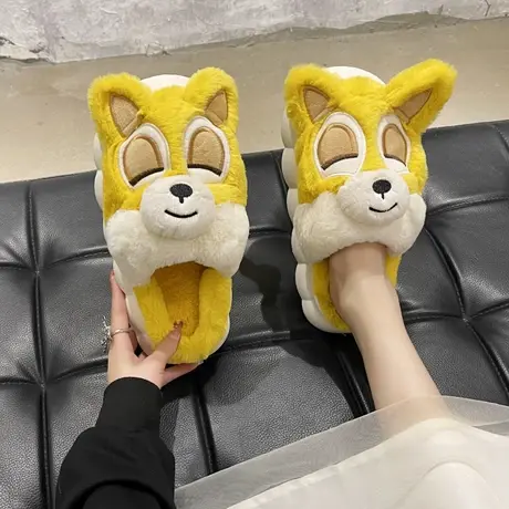 可爱卡通棉拖鞋女学生ins冬季家居室内防滑厚底毛绒保暖拖鞋冬天商品大图