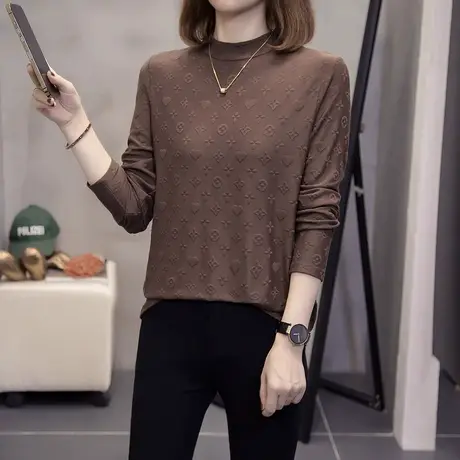 大码春秋新款女装胖mm内搭德绒长袖打底衫t恤遮肚子小众上衣200斤商品大图