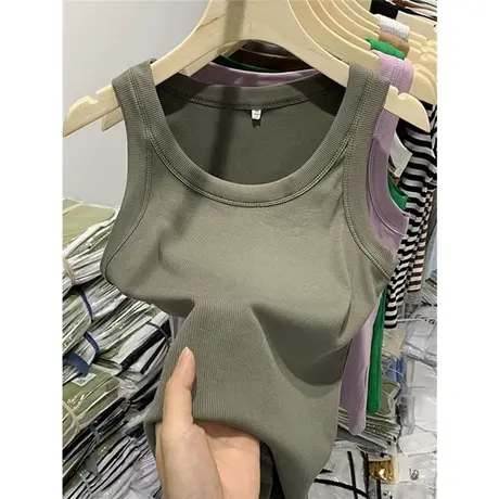 防走光螺纹工字吊带背心女2023春夏新款宽肩带美背外穿内搭打底衫图片
