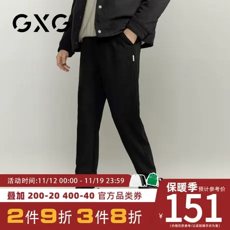 【新品】GXG秋季新品抽绳款休闲裤百搭束脚长裤宽松舒适卫裤裤子商品大图