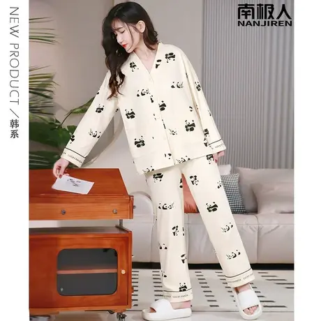 纯棉睡衣女春秋款女士可外穿长袖套装兰心家居服女款2024新款春款商品大图