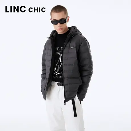 LINCCHIC金羽杰2023年秋冬新款简约连帽短款羽绒服男N23801081图片