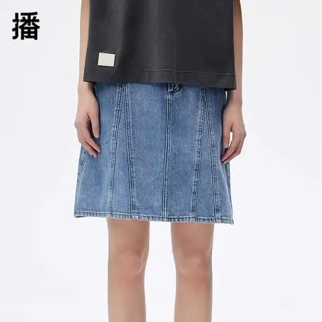 播牛仔半身裙女2023夏季新款简约高腰短款A字裙DDP2BD4063青丝浮图片