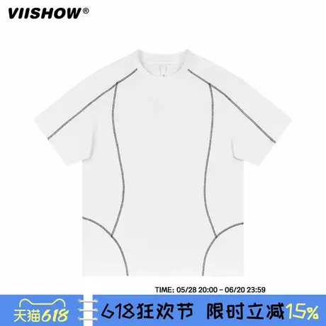 VIISHOW吸湿速干宽松圆领线条短袖男夏季新款休闲透气凉感运动T恤商品大图