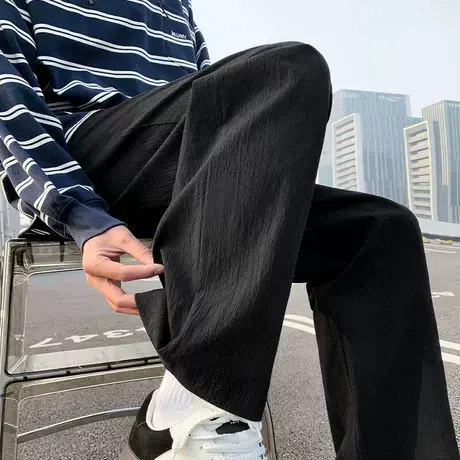 男士休闲裤夏季宽松裤子垂感直筒裤男款2025新款棉麻运动裤长裤商品大图