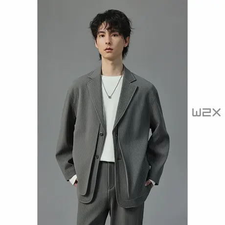 w2x秋季假两件休闲西装外套男单件廓形设计感小西服高级痞帅上衣商品大图