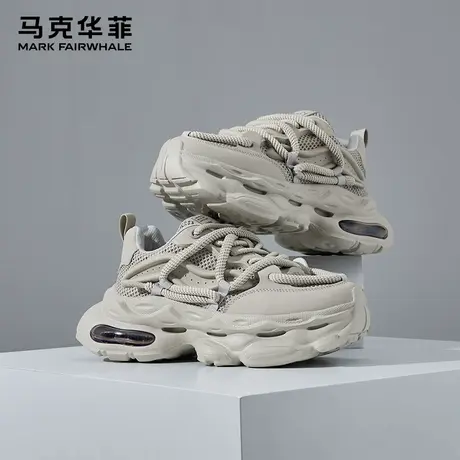 马克华菲厚底鞋子男鞋夏季2025新款面包运动增高老爹鞋男款高级感图片
