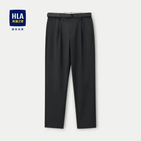 HLA/海澜之家松紧腰休闲裤2023秋季新款配腰带透气直筒锥形裤男商品大图