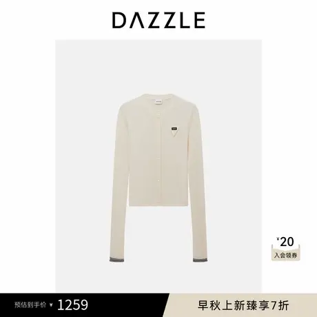DAZZLE 地素奥莱毛衣冬季白色羊毛羊绒混纺针织长袖开衫针织衫图片