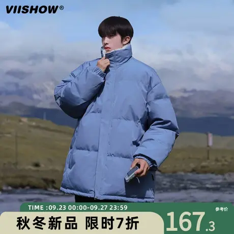 VIISHOW立领棉服男冬季潮牌休闲面包服宽松轻薄加绒加厚棉衣外套图片