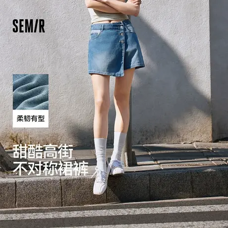 森柔牛仔|森马牛仔裤女不对称裙裤甜酷小众夏季个性宽松短裤高XY商品大图