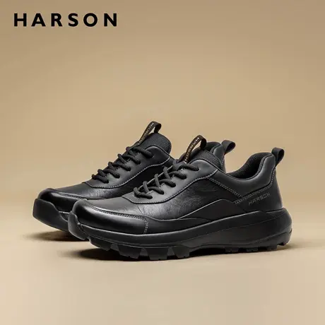 哈森男鞋厚底增高运动鞋跑步健步鞋男士皮鞋宽楦真皮软底休闲鞋子商品大图