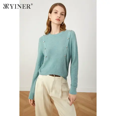 YINER音儿女装2021秋季新款气质优雅舒适毛针织衫商品大图