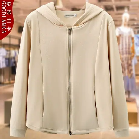 加肥加大码胖妈妈春秋德绒夹克女200斤宽松时尚显瘦连帽休闲外套商品大图