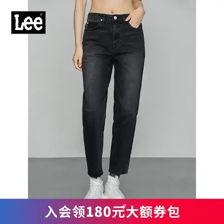 Lee商场同款411舒适锥形男友风潮流黑色女牛仔裤休闲LWB1004113YS图片