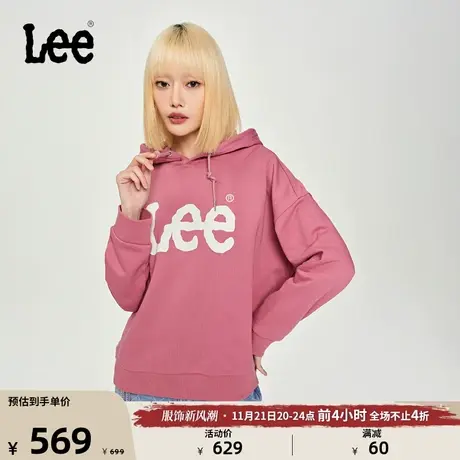 Lee商场同款Oversize印花多色女连帽卫衣宽松休闲LWT006716201图片