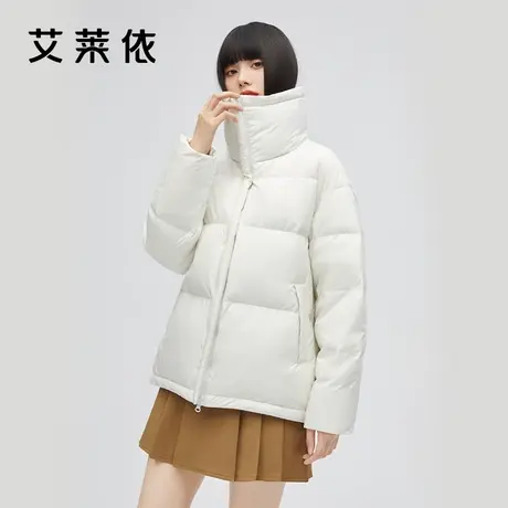 艾莱依2022年新款短款休闲羽绒服女立领时尚鸭绒简约保暖外套冬季商品大图