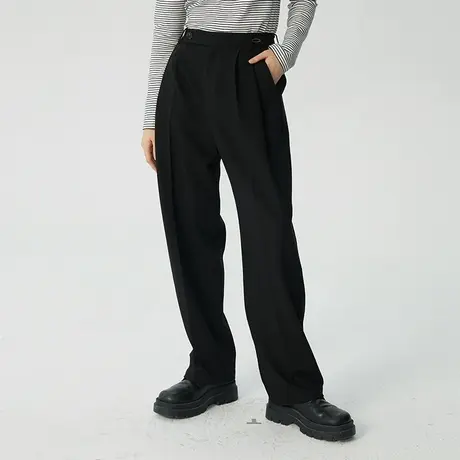 omont蛋挞家 高腰锥形西装裤女春季新款复古显瘦阔腿裤长裤子商品大图