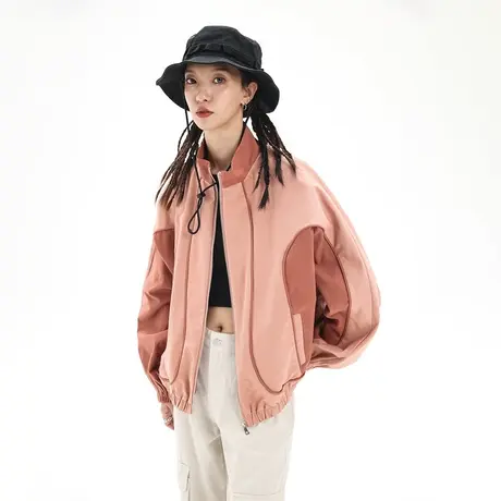 拼接美式风街头棒球服女外套春秋款2023年新款潮牌设计感夹克上衣商品大图