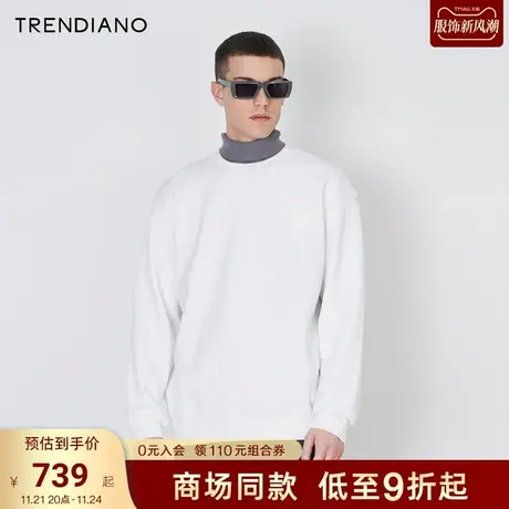 TRENDIANO梅花联名系列字母提花雪尼尔宽松圆领卫衣2023新款冬季商品大图