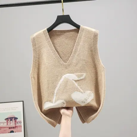 马甲女2023春装新款韩版宽松V领针织衫内搭无袖毛衣女士上衣打底图片