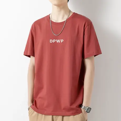 纯棉t恤男士短袖圆领上衣服潮流字母印花全棉半袖夏季宽松打底衫商品大图