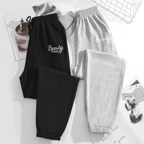 ZR真维斯女士卫裤2023新款春秋高级感简约百搭橡筋束脚裤抽绳裤子图片