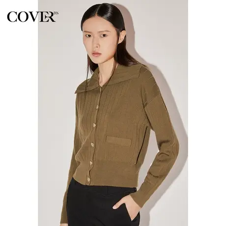 COVER冬季高腰截短式羊毛毛织开衫商品大图