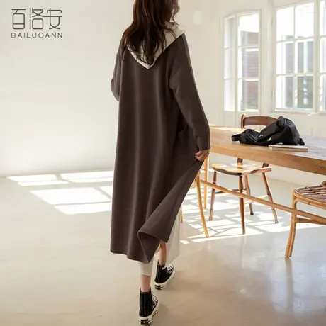 【直播专享】长款过膝毛衣外套女冬慵懒风宽松休闲长袖针织开衫厚图片