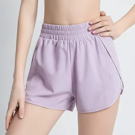 运动服短裤女假两件防走光宽松瑜伽裤网纱速干夏季跑步健身服短裤商品大图